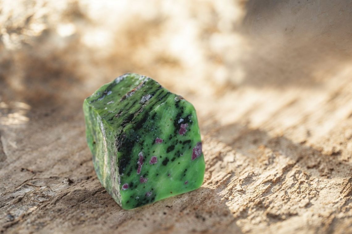 polished green zoisite stone