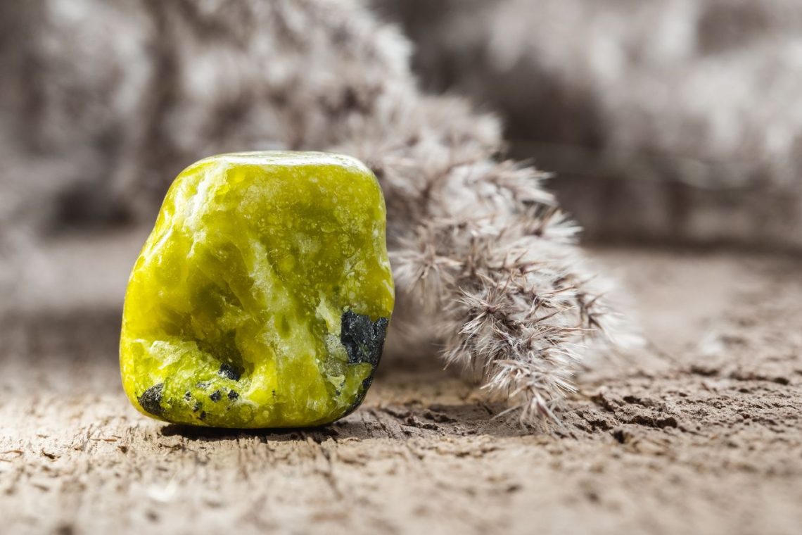 yellow lizardite mineral crystal